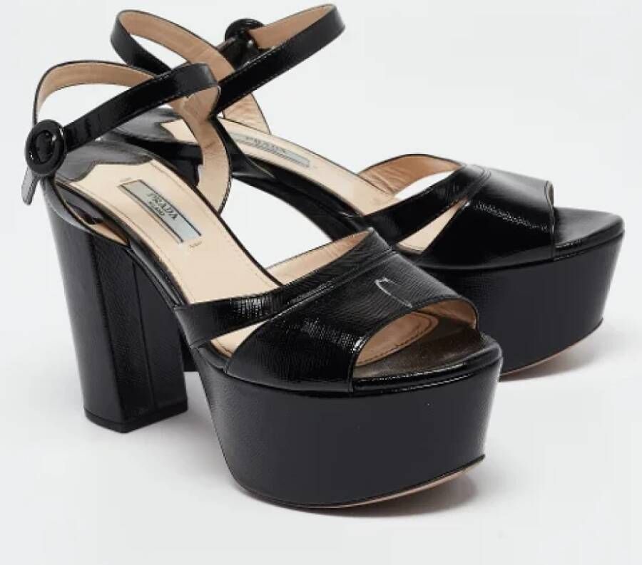 Prada Vintage Pre-owned Leather sandals Black Dames