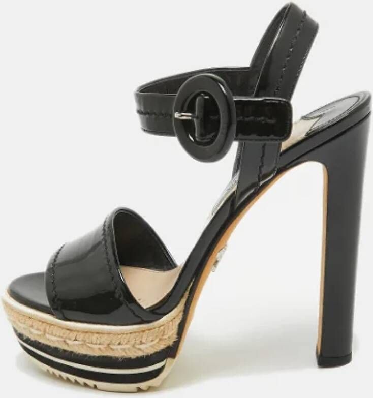 Prada Vintage Pre-owned Leather sandals Black Dames