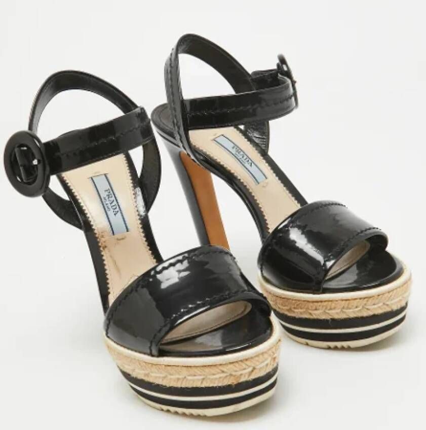 Prada Vintage Pre-owned Leather sandals Black Dames