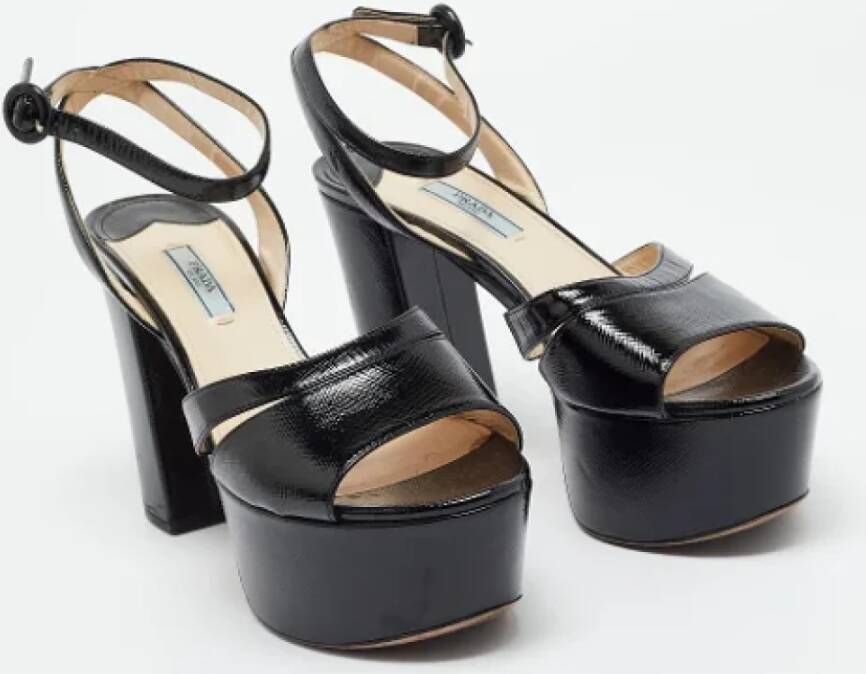 Prada Vintage Pre-owned Leather sandals Black Dames