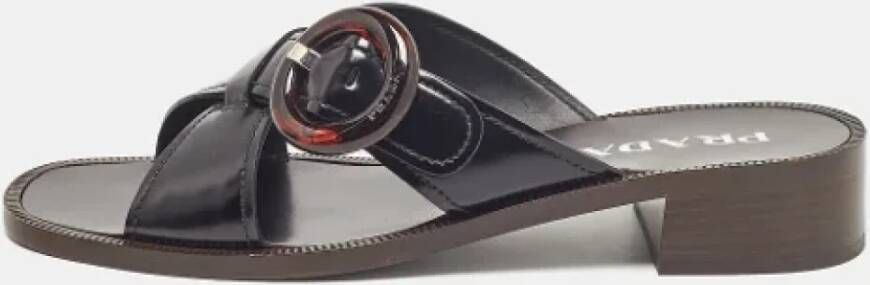 Prada Vintage Pre-owned Leather sandals Black Dames