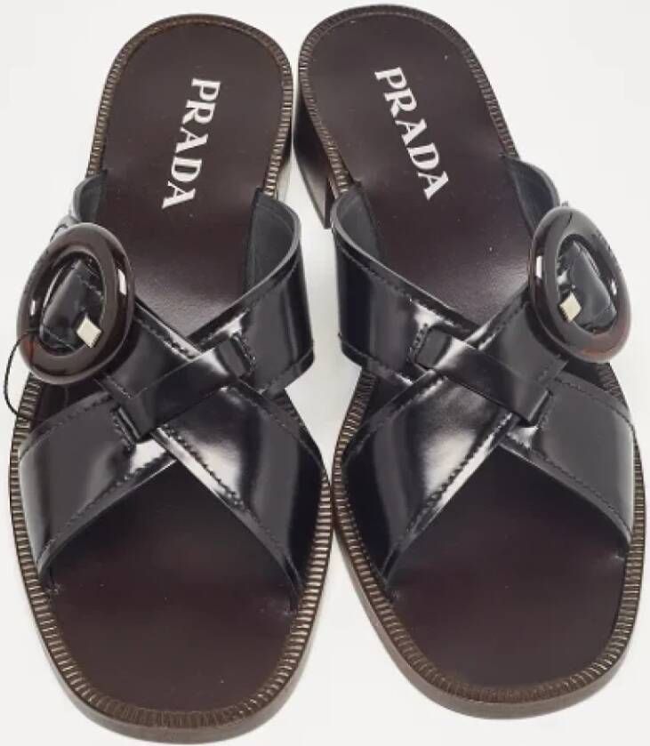 Prada Vintage Pre-owned Leather sandals Black Dames