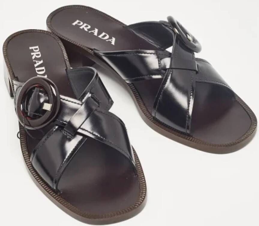 Prada Vintage Pre-owned Leather sandals Black Dames