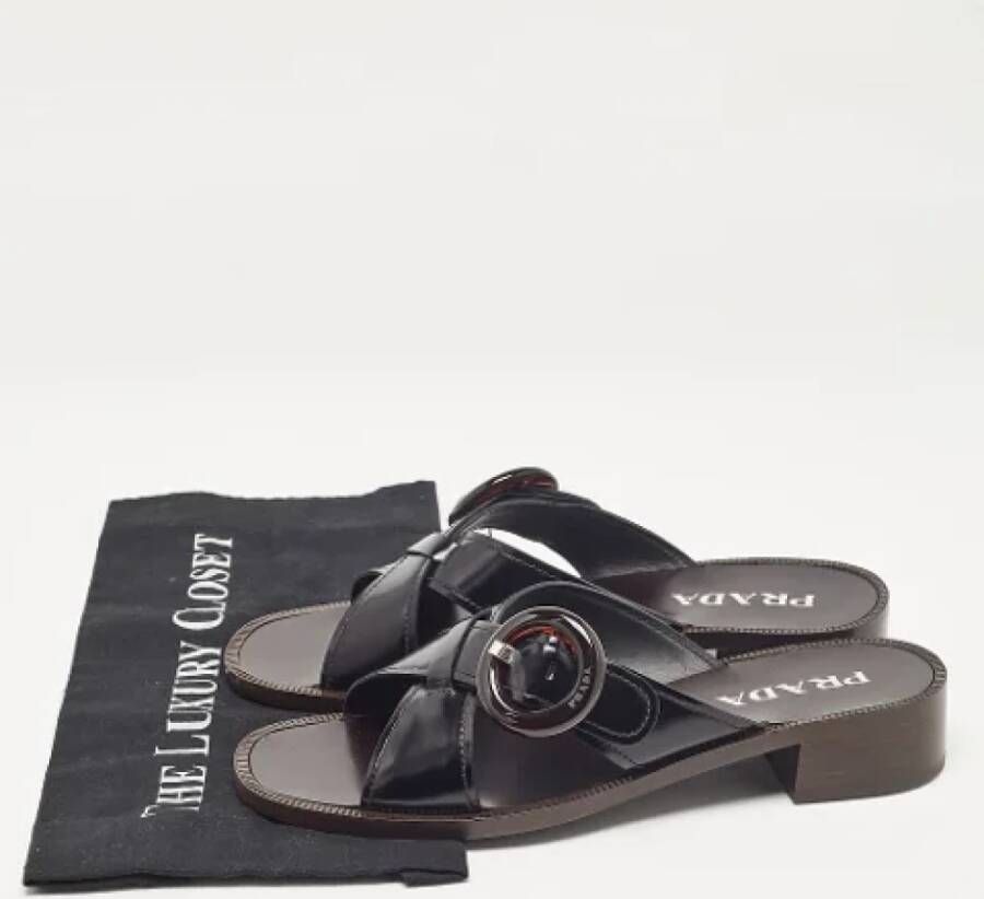 Prada Vintage Pre-owned Leather sandals Black Dames