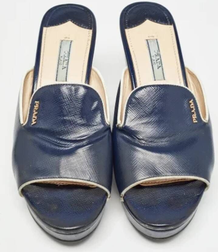 Prada Vintage Pre-owned Leather sandals Blue Dames