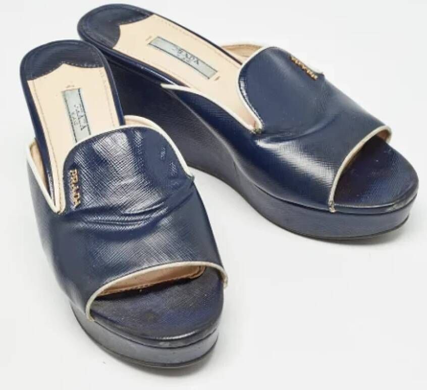 Prada Vintage Pre-owned Leather sandals Blue Dames