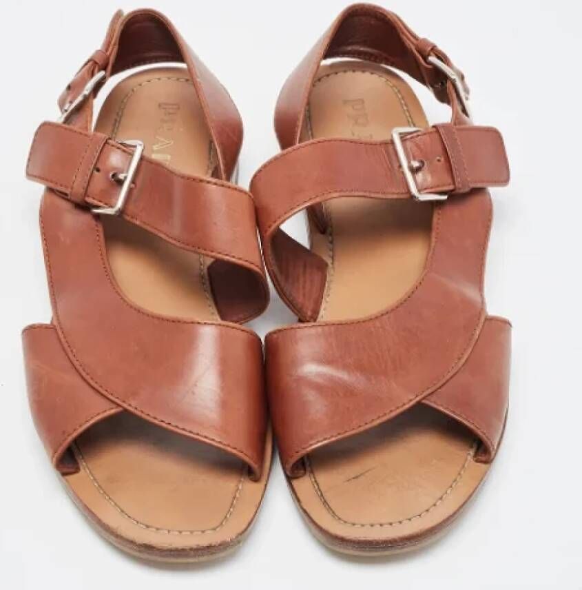 Prada Vintage Pre-owned Leather sandals Brown Dames