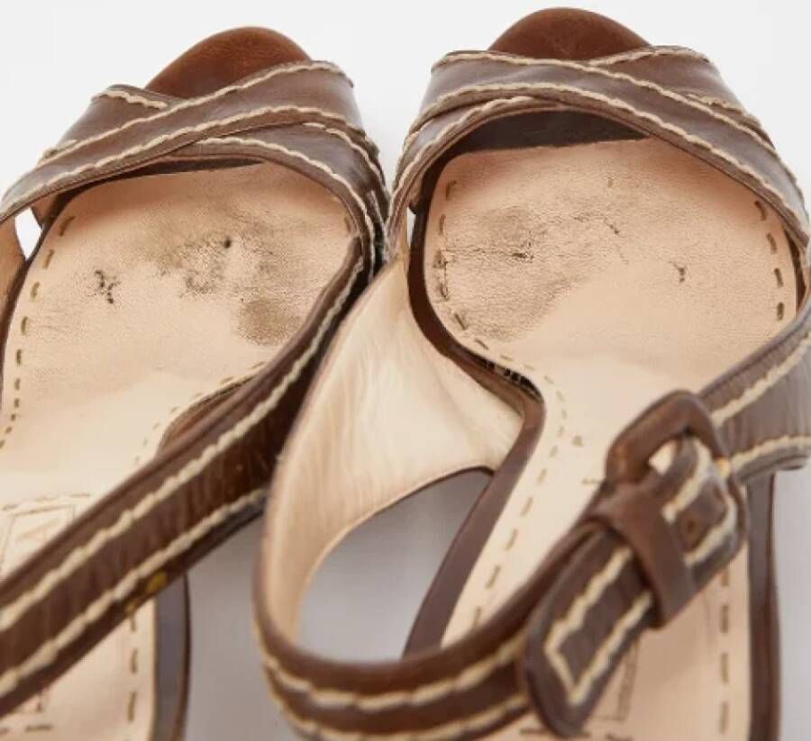 Prada Vintage Pre-owned Leather sandals Brown Dames