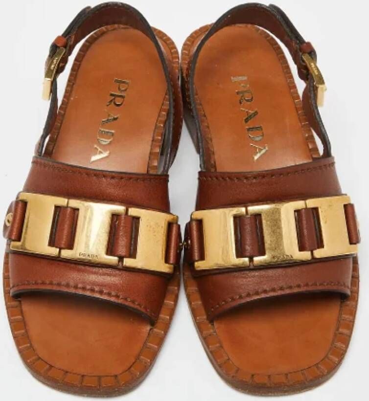 Prada Vintage Pre-owned Leather sandals Brown Dames