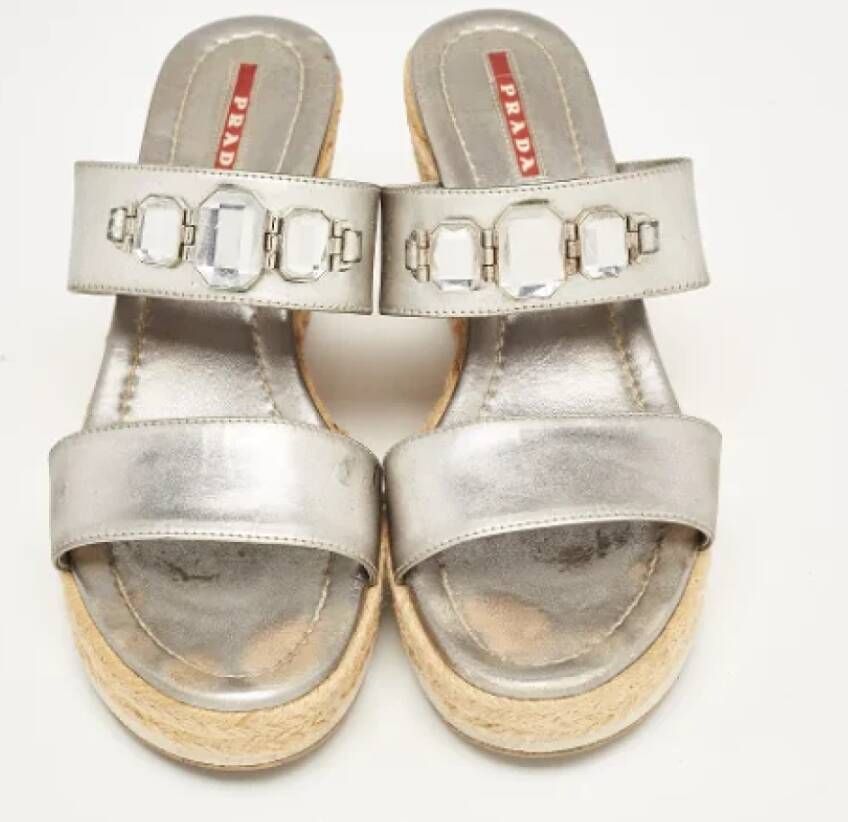 Prada Vintage Pre-owned Leather sandals Gray Dames