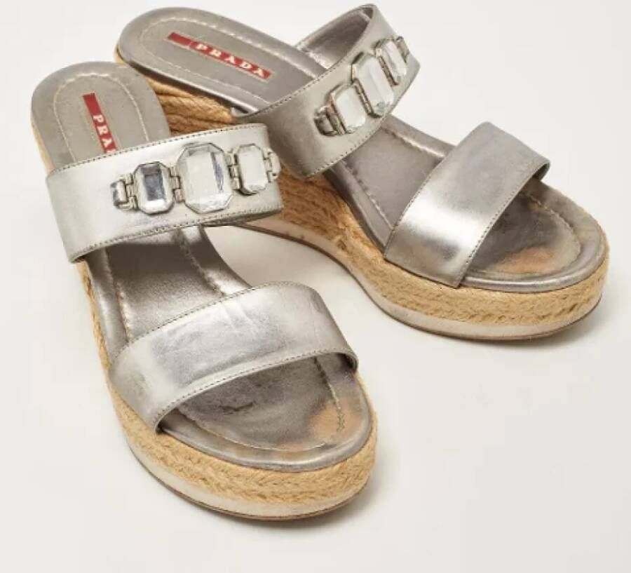 Prada Vintage Pre-owned Leather sandals Gray Dames