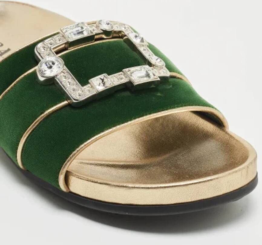 Prada Vintage Pre-owned Leather sandals Green Dames