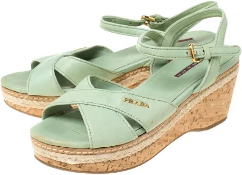 Prada Vintage Pre-owned Leather sandals Green Dames