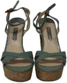 Prada Vintage Pre-owned Leather sandals Green Dames