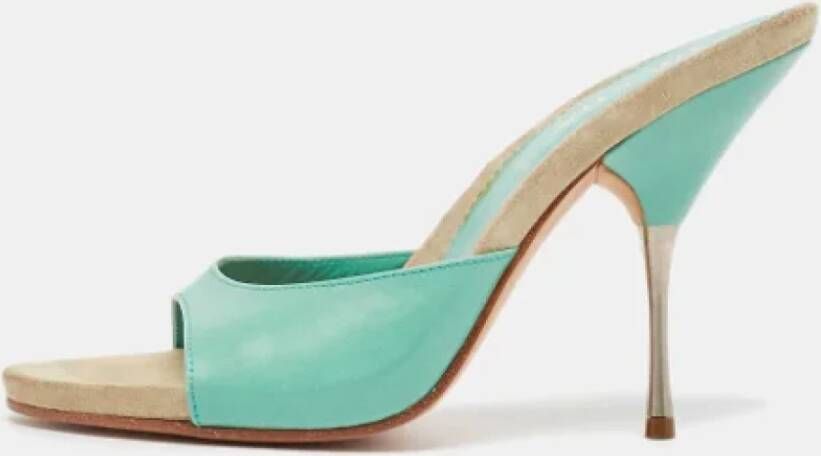 Prada Vintage Pre-owned Leather sandals Green Dames