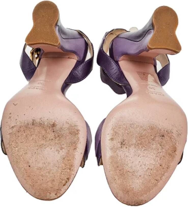 Prada Vintage Pre-owned Leather sandals Purple Dames