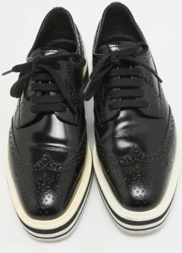 Prada Vintage Pre-owned Leather sneakers Black Dames