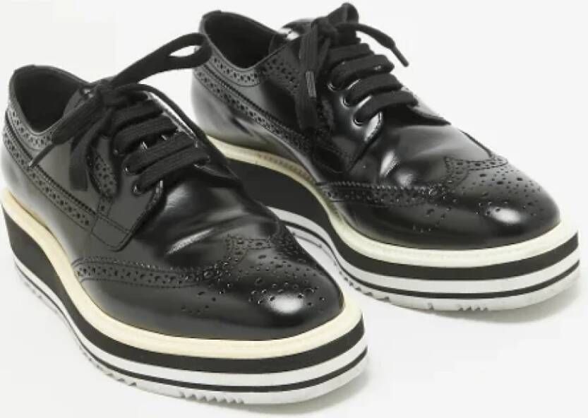 Prada Vintage Pre-owned Leather sneakers Black Dames