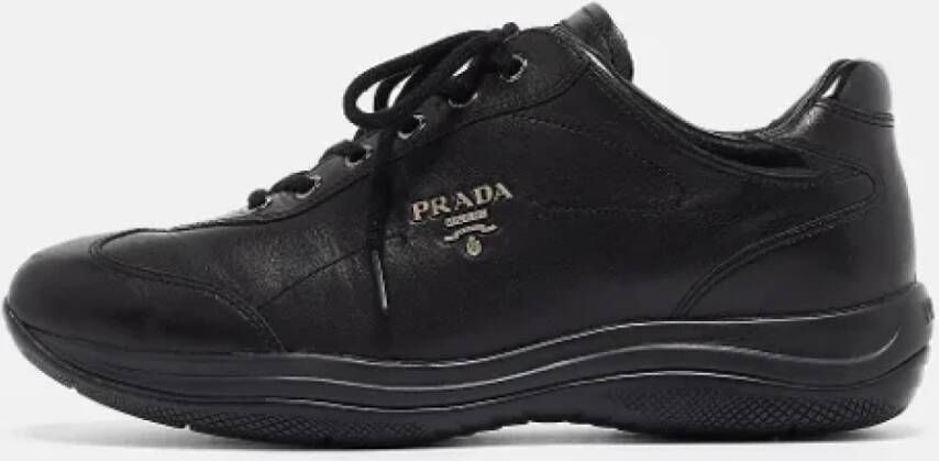 Prada Vintage Pre-owned Leather sneakers Black Dames