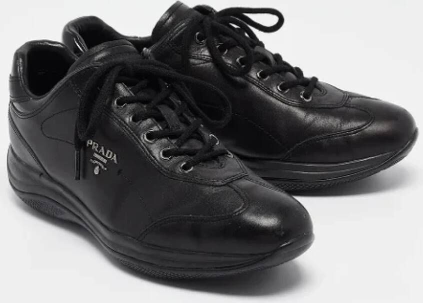 Prada Vintage Pre-owned Leather sneakers Black Dames