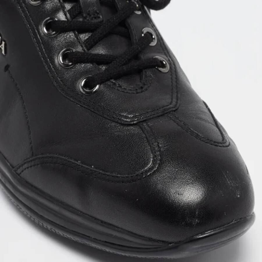 Prada Vintage Pre-owned Leather sneakers Black Dames