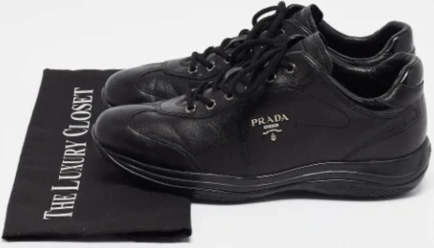 Prada Vintage Pre-owned Leather sneakers Black Dames