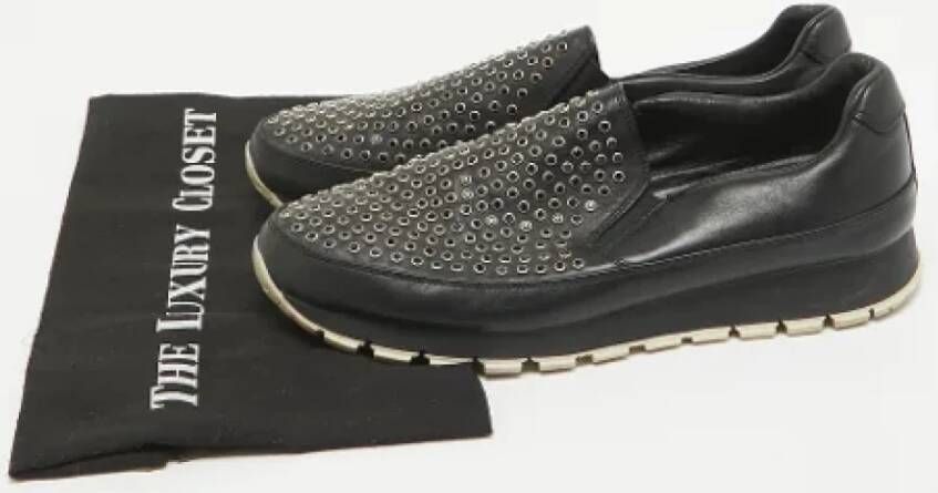 Prada Vintage Pre-owned Leather sneakers Black Dames