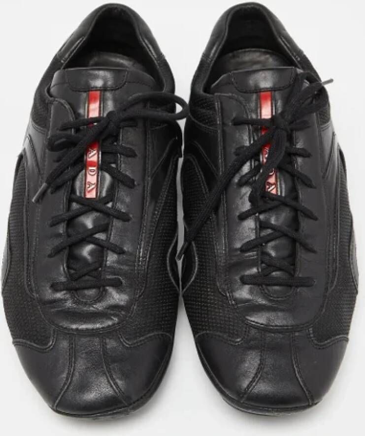 Prada Vintage Pre-owned Leather sneakers Black Heren