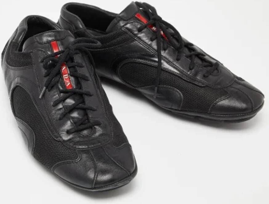 Prada Vintage Pre-owned Leather sneakers Black Heren