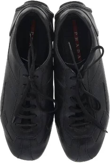 Prada Vintage Pre-owned Leather sneakers Black Heren