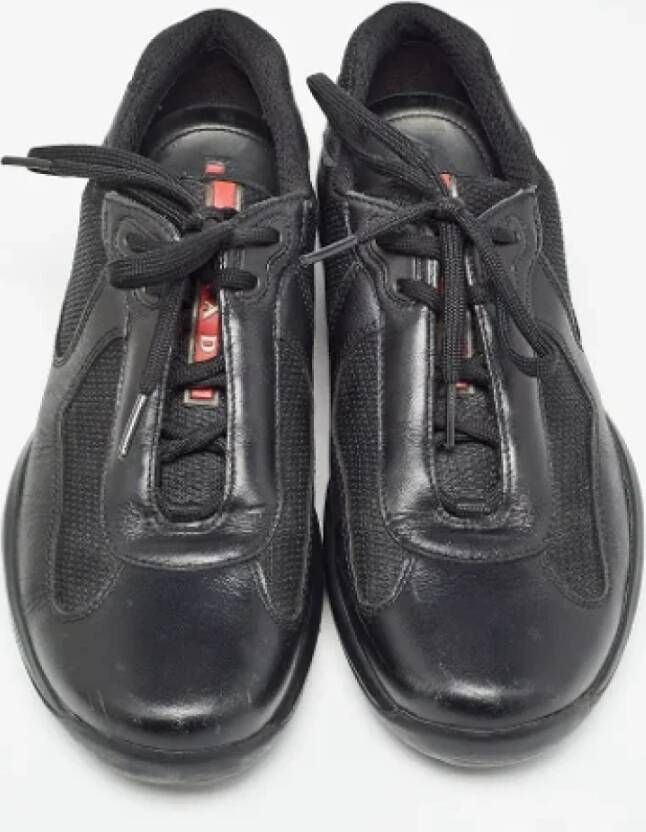 Prada Vintage Pre-owned Leather sneakers Black Heren