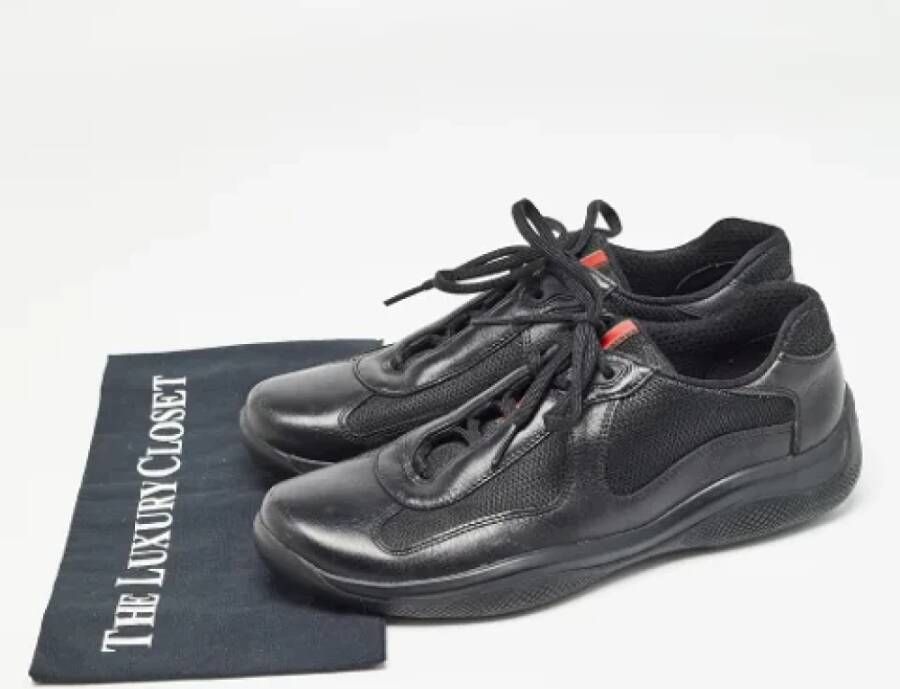 Prada Vintage Pre-owned Leather sneakers Black Heren