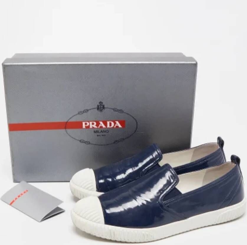 Prada Vintage Pre-owned Leather sneakers Blue Dames