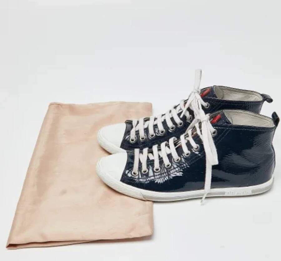 Prada Vintage Pre-owned Leather sneakers Blue Dames