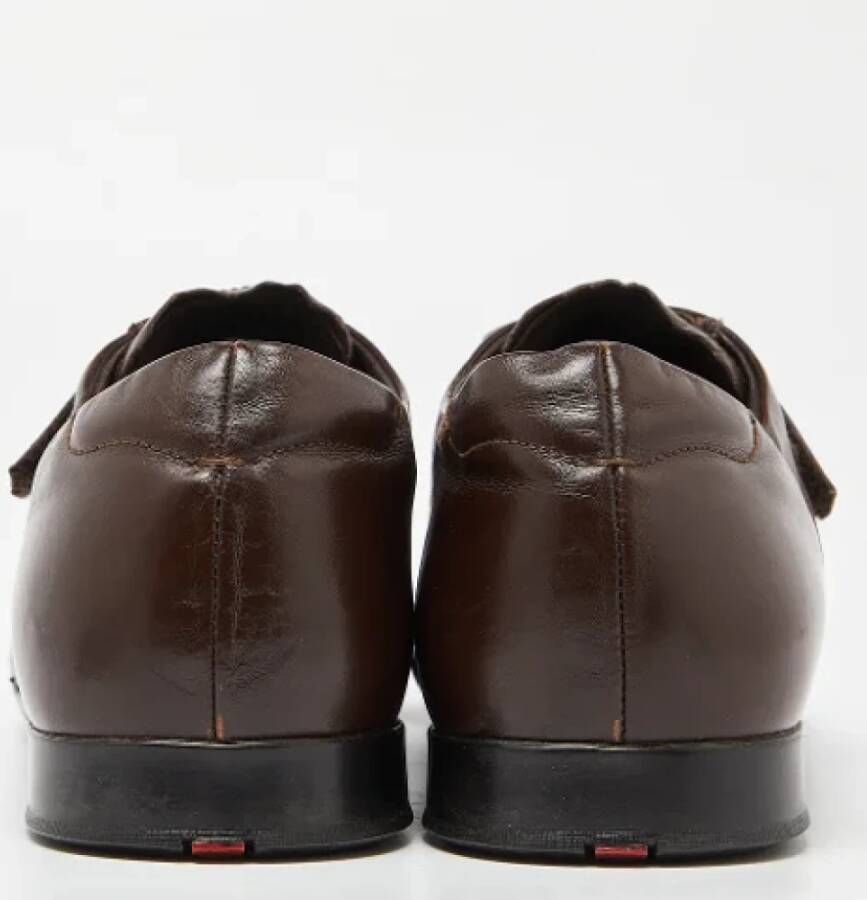 Prada Vintage Pre-owned Leather sneakers Brown Heren