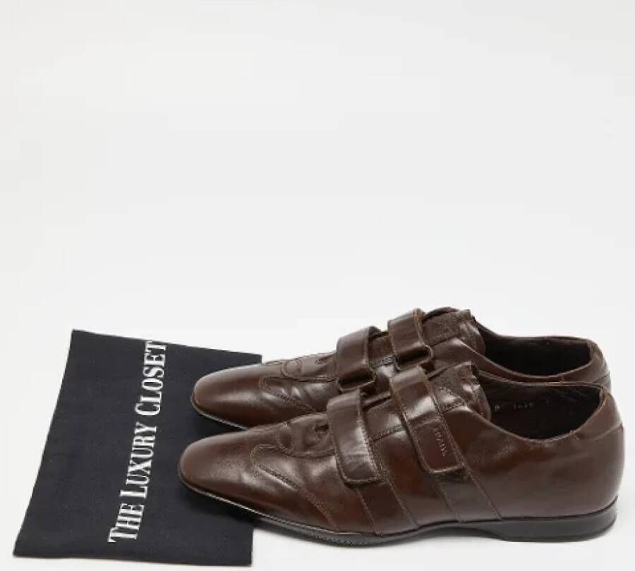 Prada Vintage Pre-owned Leather sneakers Brown Heren