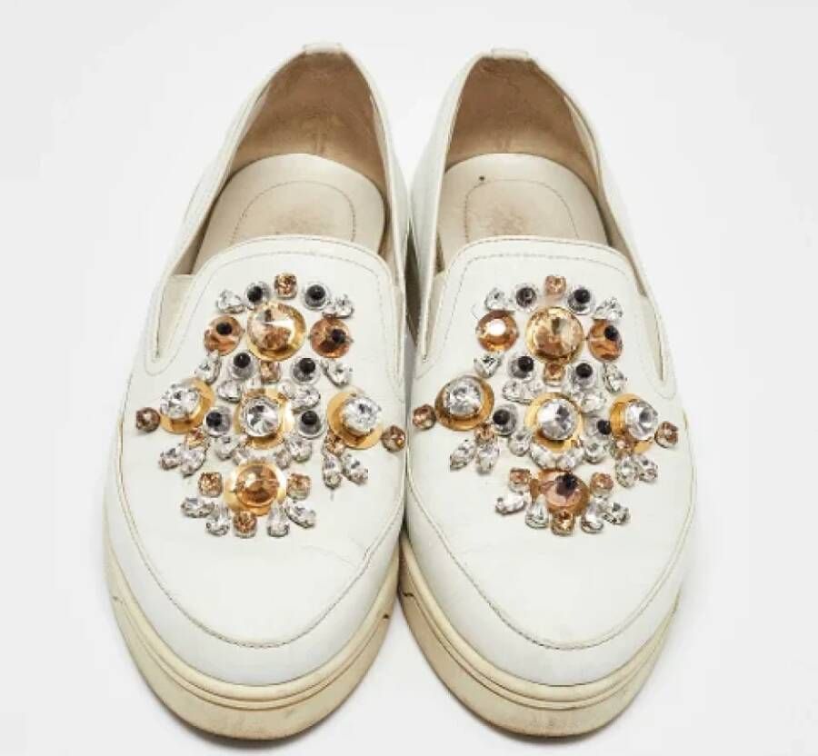 Prada Vintage Pre-owned Leather sneakers White Dames