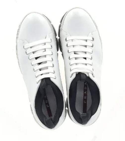 Prada Vintage Pre-owned Leather sneakers White Dames