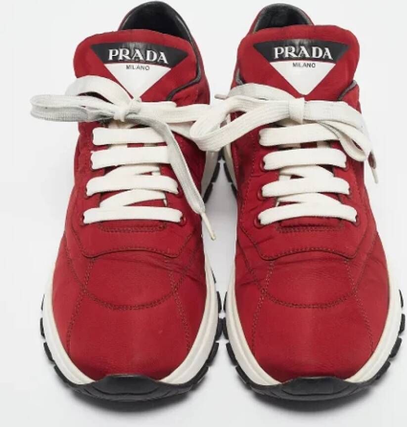 Prada Vintage Pre-owned Nylon sneakers Red Dames