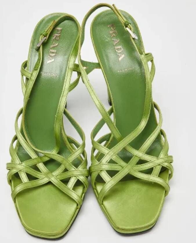 Prada Vintage Pre-owned Satin sandals Green Dames