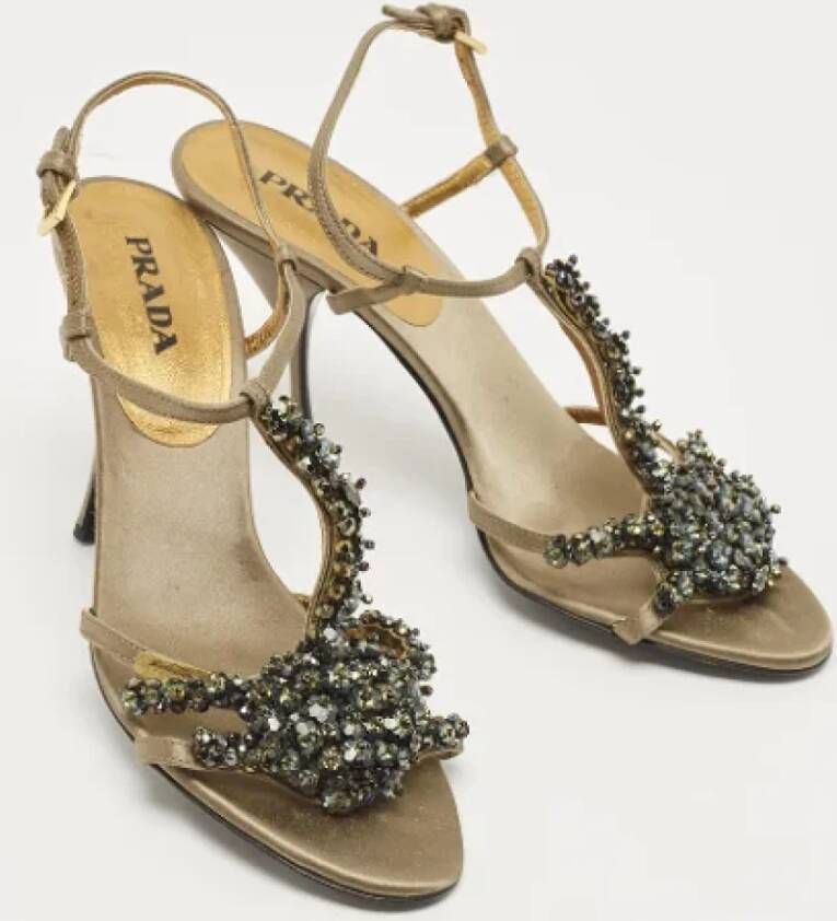 Prada Vintage Pre-owned Satin sandals Green Dames