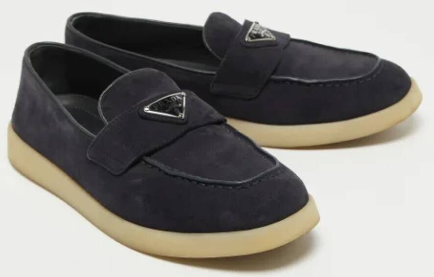 Prada Vintage Pre-owned Suede flats Blue Dames