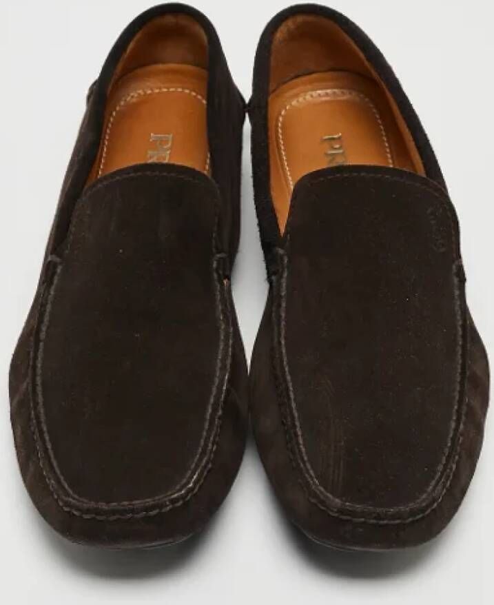 Prada Vintage Pre-owned Suede flats Brown Dames