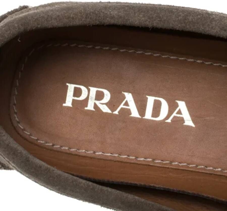 Prada Vintage Pre-owned Suede flats Green Dames