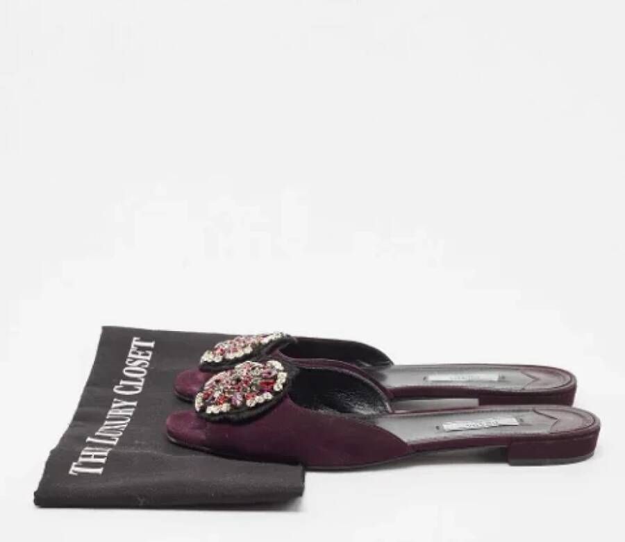 Prada Vintage Pre-owned Suede flats Purple Dames