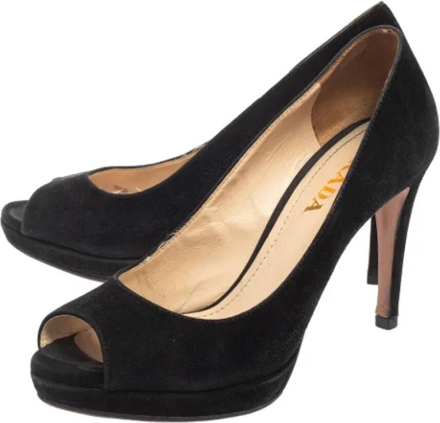 Prada Vintage Pre-owned Suede heels Black Dames