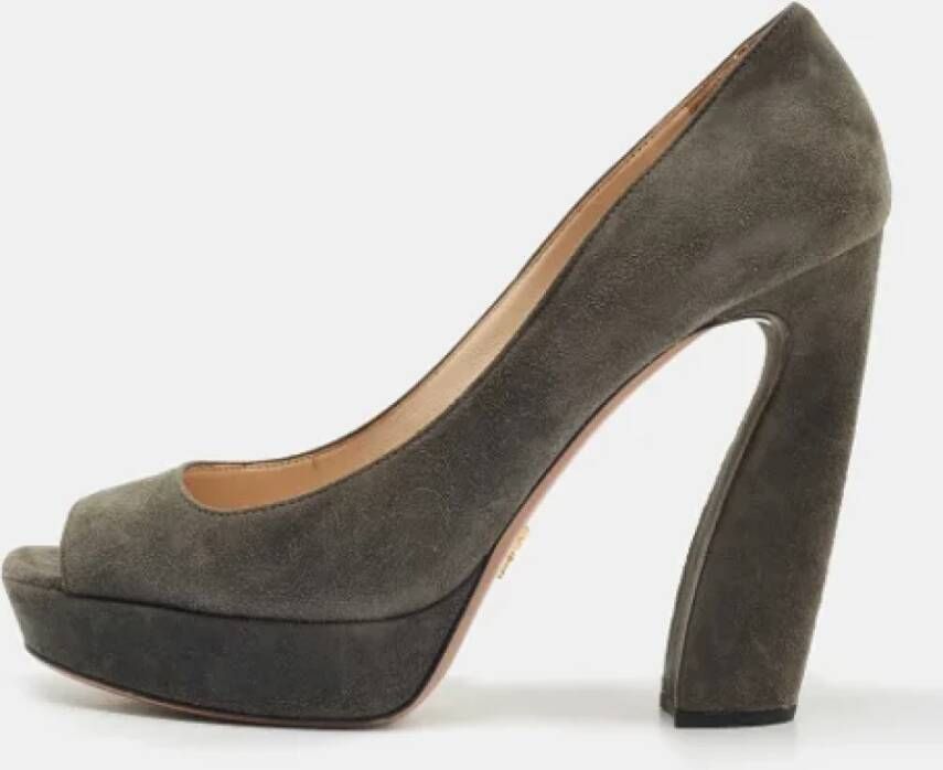 Prada Vintage Pre-owned Suede heels Gray Dames