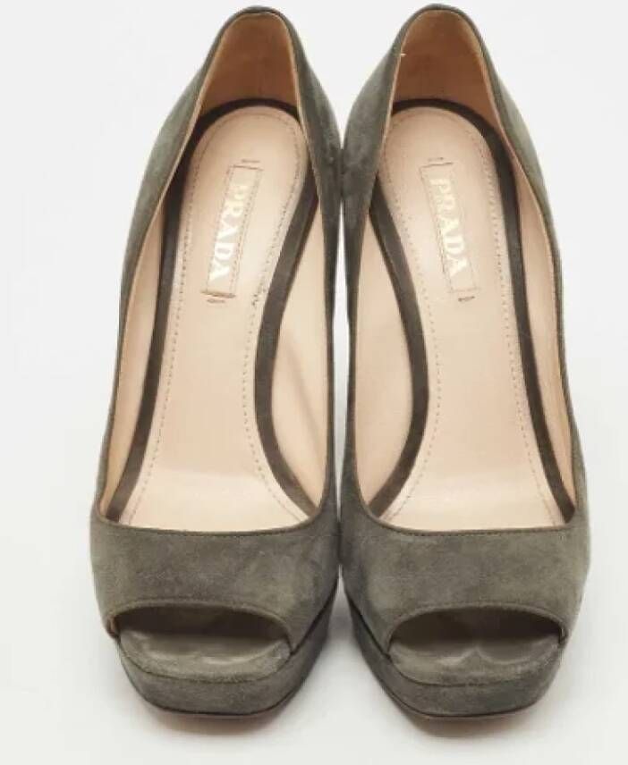 Prada Vintage Pre-owned Suede heels Gray Dames