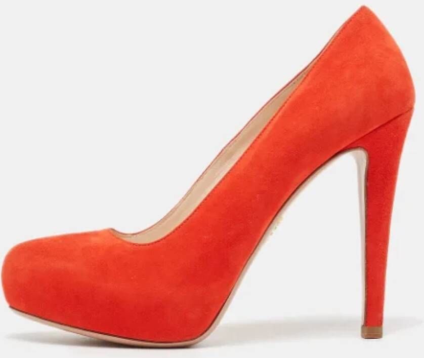 Prada Vintage Pre-owned Suede heels Orange Dames