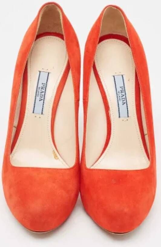 Prada Vintage Pre-owned Suede heels Orange Dames